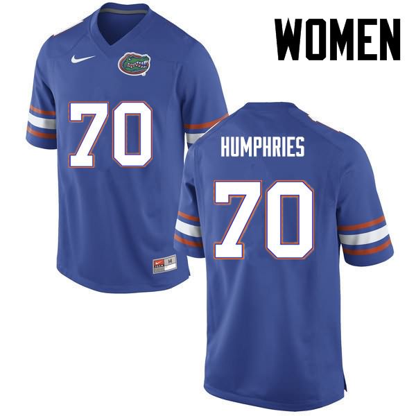 NCAA Florida Gators D.J. Humphries Women's #70 Nike Blue Stitched Authentic College Football Jersey YPM7364RQ